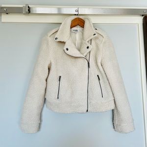 Cream Zip Up Teddy Coat
